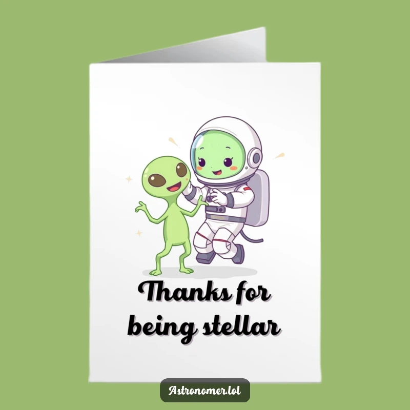 Free Printable Thank You Card: Astronaut & Alien Dance, Unique Downloadable Gift
