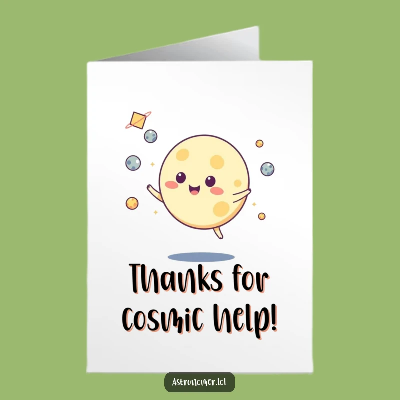 Free Printable Moon Juggling Thank You Card: Cosmic Gratitude Downloadable Gift