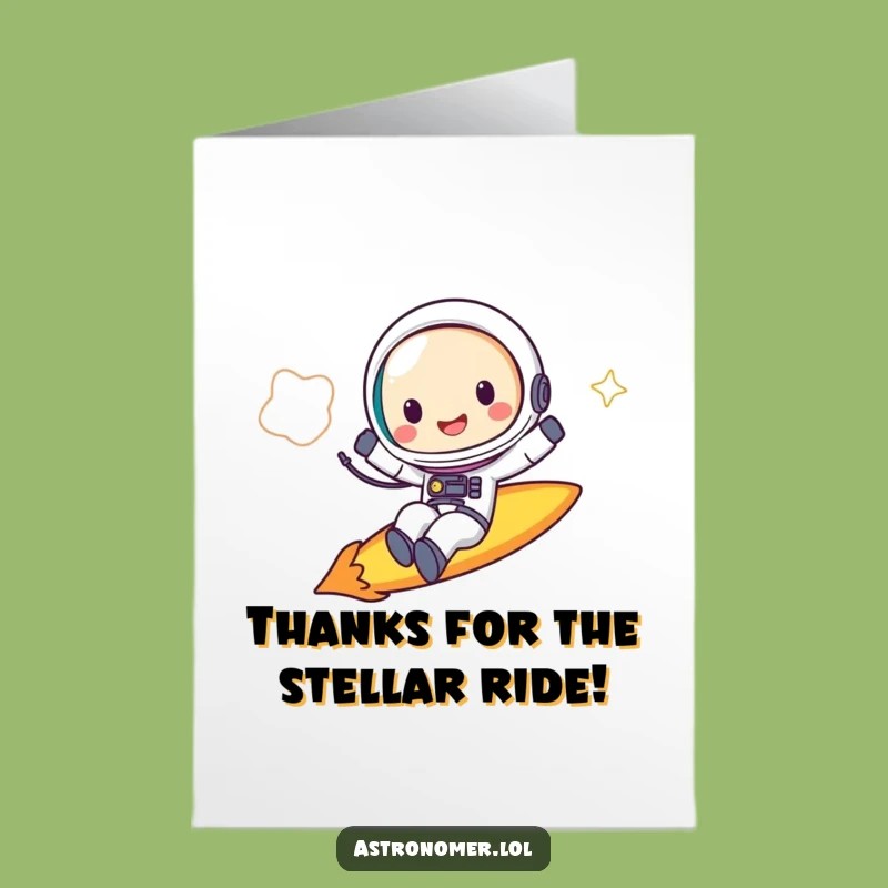 Free Printable Thank You Card: Funny Astronaut Comet Rider - Print Today