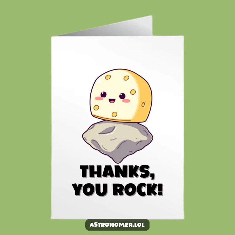 Free Printable Cheese Thank You Card: Funny Asteroid Balance, Downloadable Gift of Gratitude