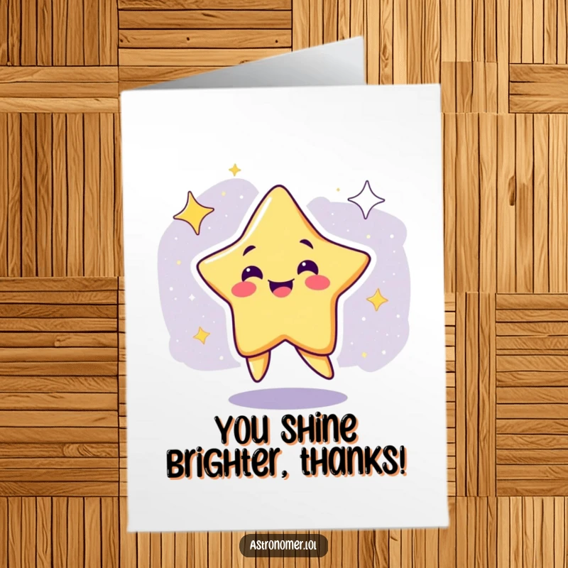 Funny Free Printable Thank You Card: A happy star character doing a silly dance, sending cheerful thanks across the galaxy.