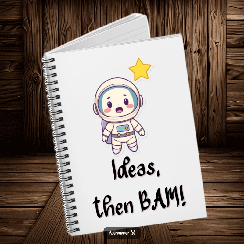 Funny Astronaut Notebook: A cartoon astronaut with a surprised face looking at a shooting star, ready to capture wishes and ideas.