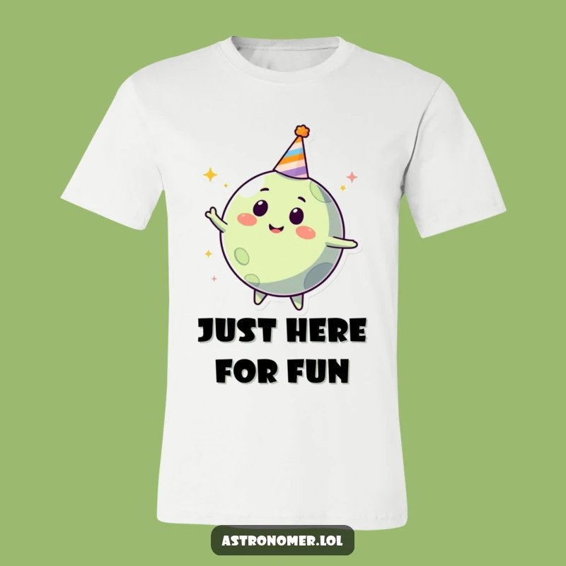 Funny Planet Party T-Shirt: Happy Celestial Character Tee, Great Humorous Gift