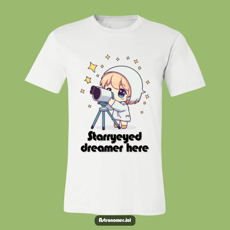 Funny Stargazer T-Shirt: Character with Stars Head, Celestial Humor Tee