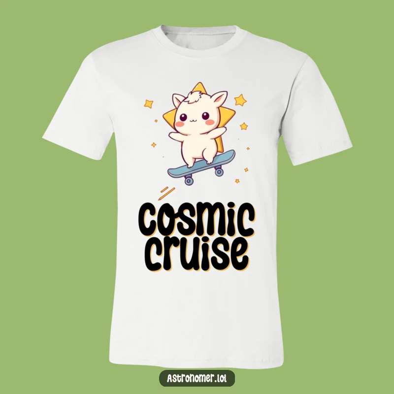 Funny Whimsical Creature Skateboarding T-Shirt: Cosmic Thrills Gift