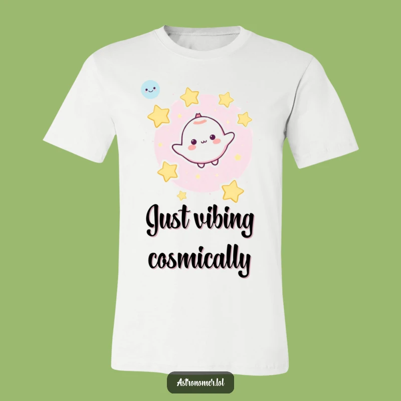 Funny Space Explorer Tee - Cute Character Floating Stars Funny Shirt