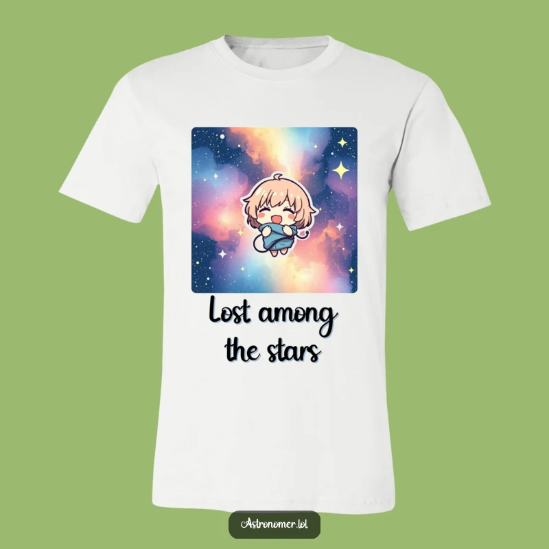 Funny Starry Nebula T-Shirt: Giggling Character Lost in Space - Hilarious Gift