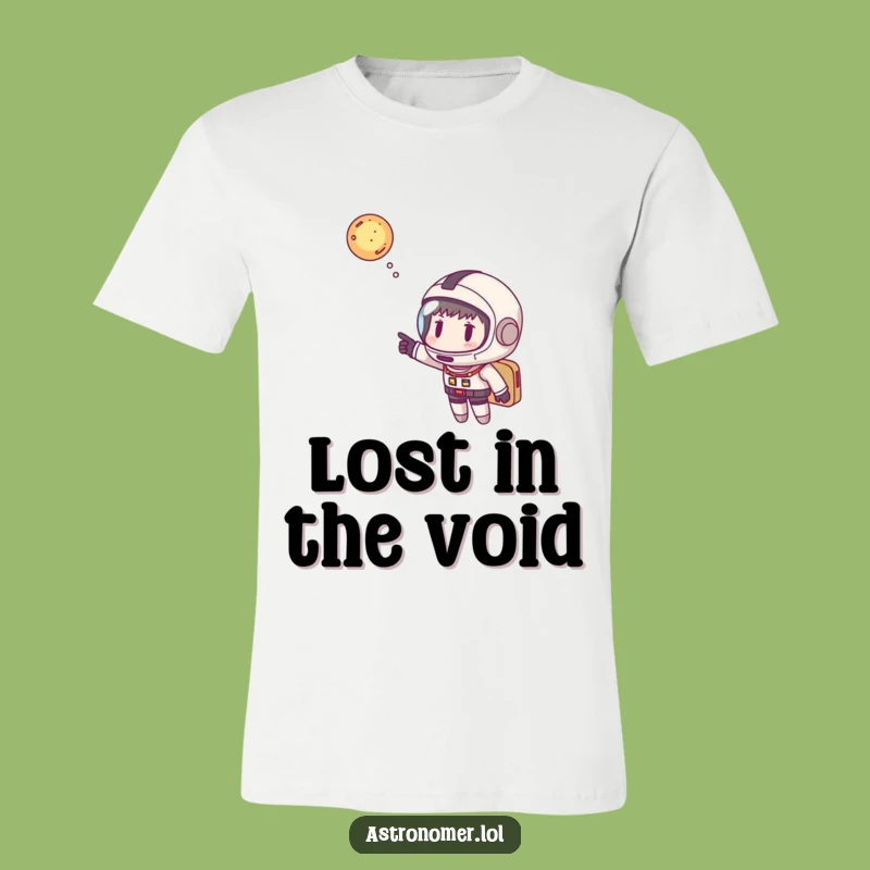 Funny Astronaut T-Shirt: Playful Space Explorer Gift Pointing at a Distant Galaxy