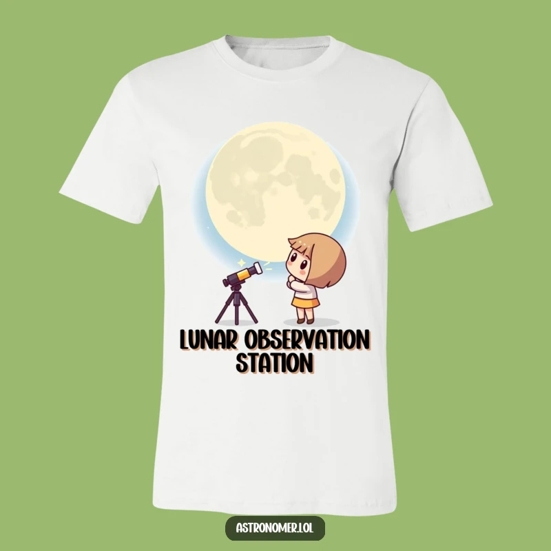 Funny Kawaii Astronomer T-Shirt: Curious Moon Tee - Perfect Humorous Gift