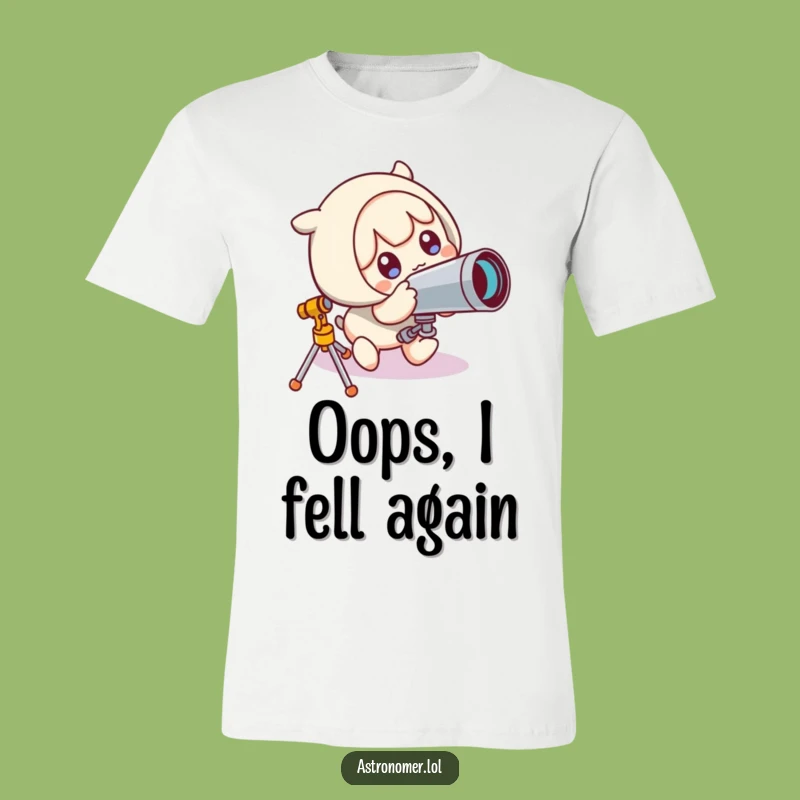Funny Space Trip T-Shirt: Cute Character's Telescope Tumble Funny Gift
