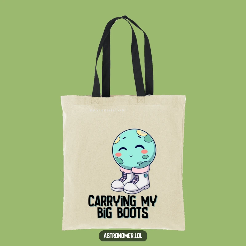 Funny Winking Planet Moon Boots Tote Bag - Carry Laughs in Style!