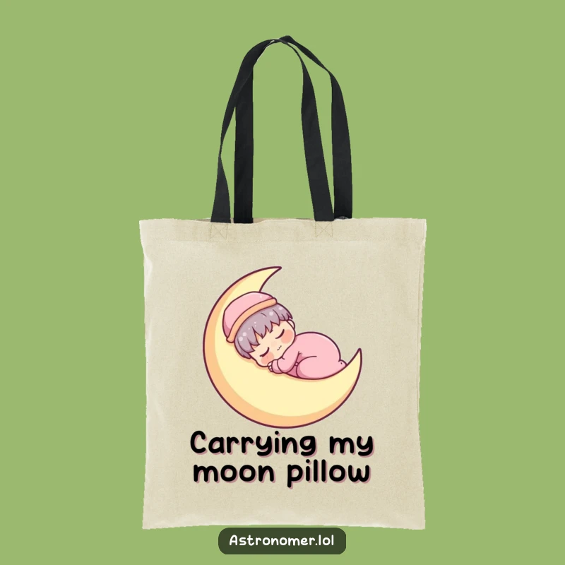 Funny Kawaii Astronomer Tote Bag: Sleepy Moon Napper Accessory