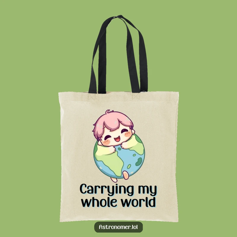 Funny Planet Pal Tote Bag: Cute Character's Space Hug Funny Gift