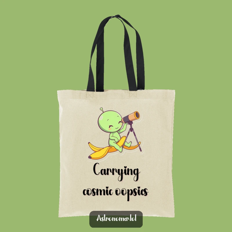 Funny Alien Banana Peel Tote Bag - Spacious & Hilarious Space Gag Gift!