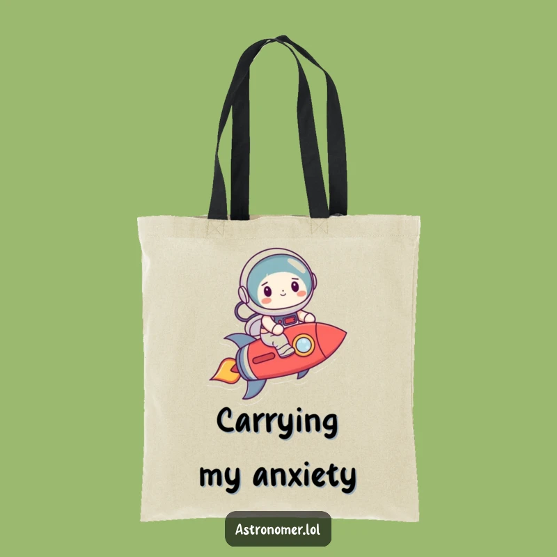 Funny Astronaut Rocket Tote Bag: Nervous Space Journey Accessory, Humorous Gift