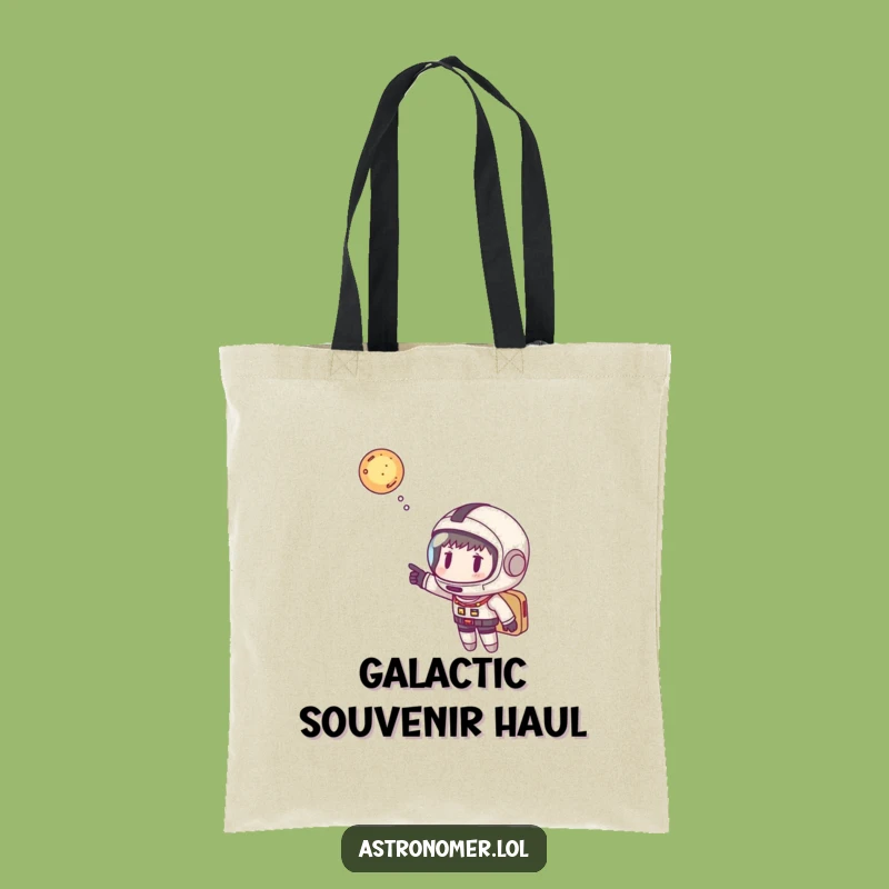 Funny Astronaut Tote Bag: Whimsical Space Gift Pointing to Galactic Adventures