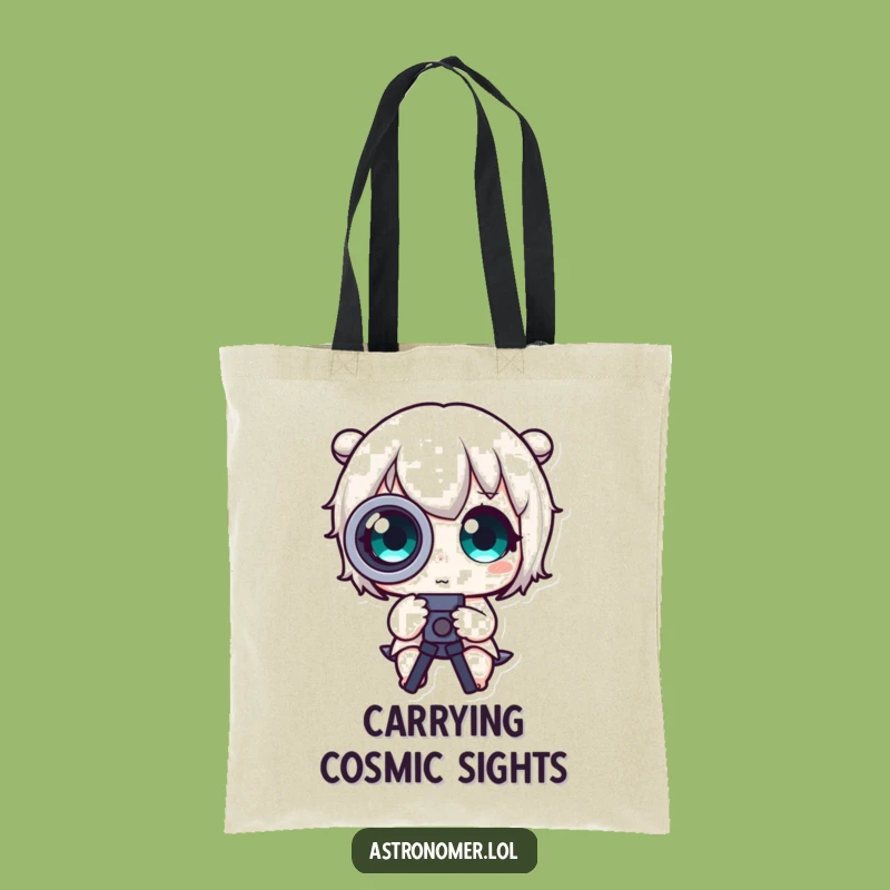 Funny Cosmic Explorer Tote - Cute Character Telescope Bag Fun Gift