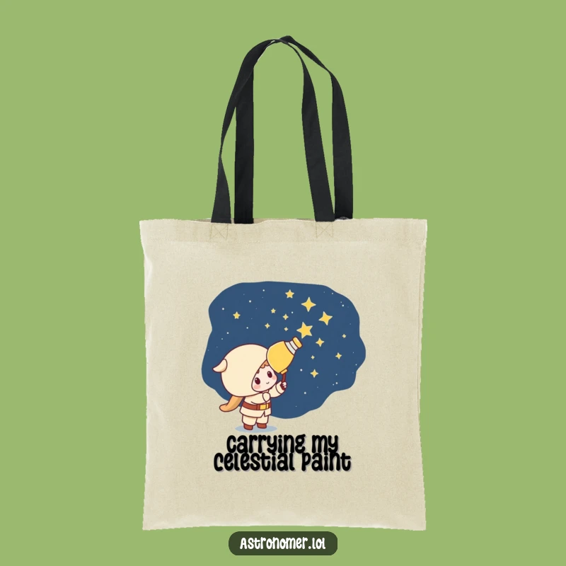 Funny Kawaii Astronomer Tote Bag: Mischievous Star Painter Accessory
