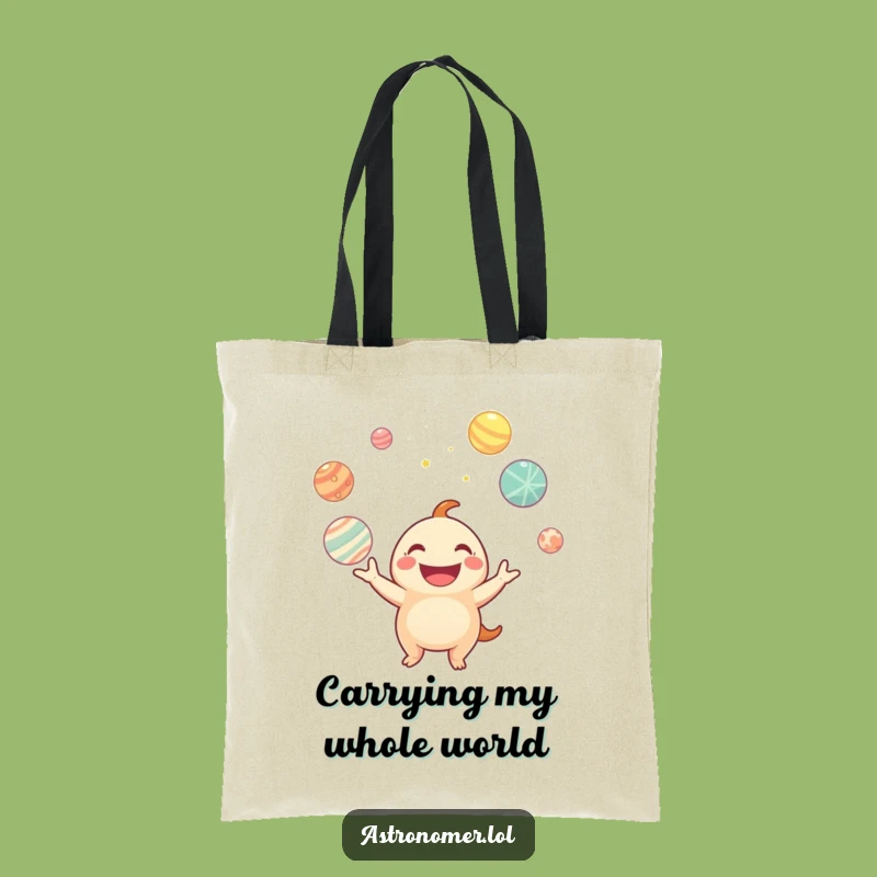 Funny Planet Juggling Creature Tote Bag: Carry Your Essentials with Cosmic Cheer