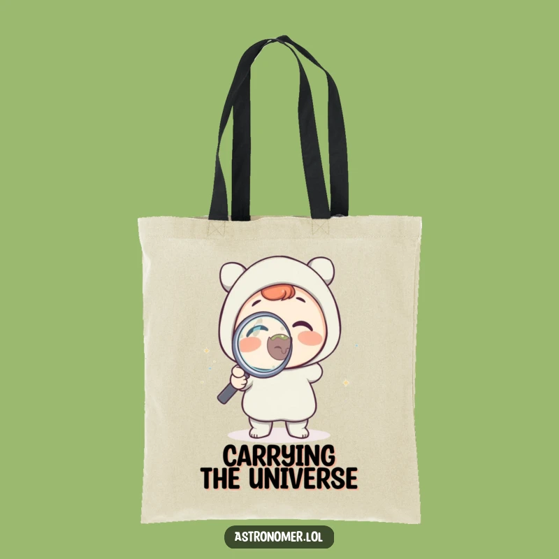 Funny Science Tote Bag: Delighted Character Studies Tiny Planet, Great Funny Gift