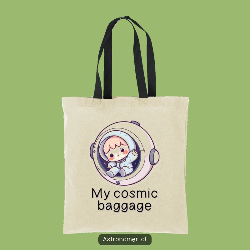 Funny Spaceship Stowaway Tote Bag: Humorous Travel Gift for Sleepy Adventurers